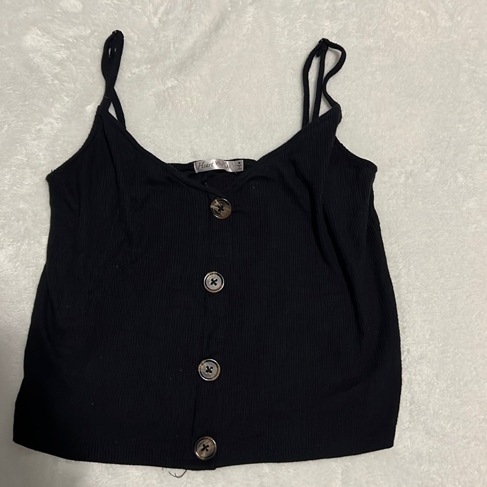 Black Buttoned cropped tank top